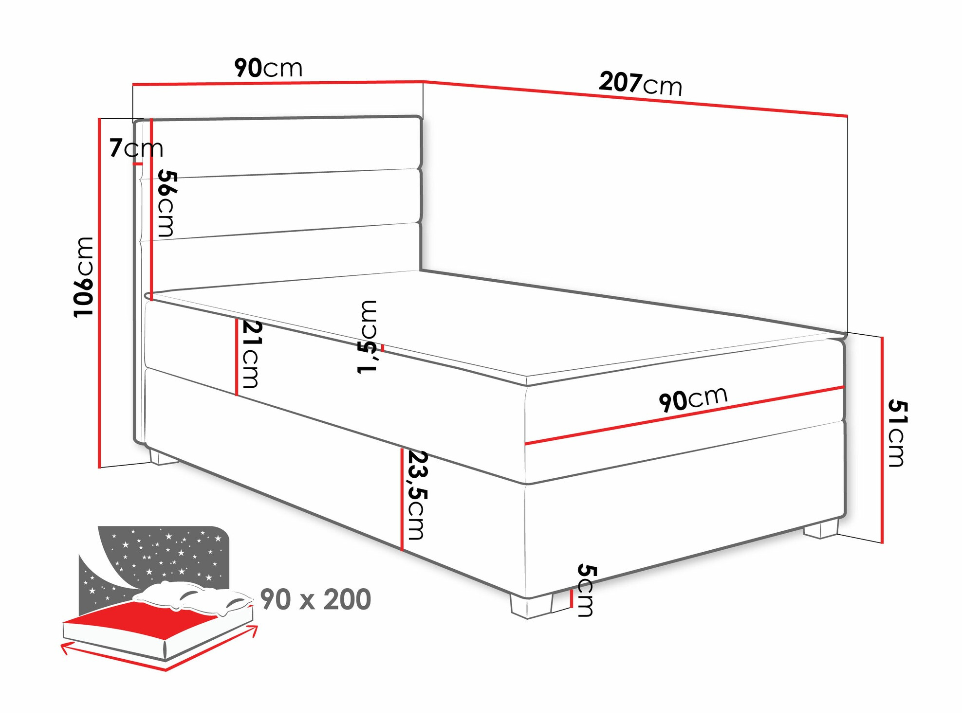 Kontinentális ágy Sanford 104 (Manila 02)