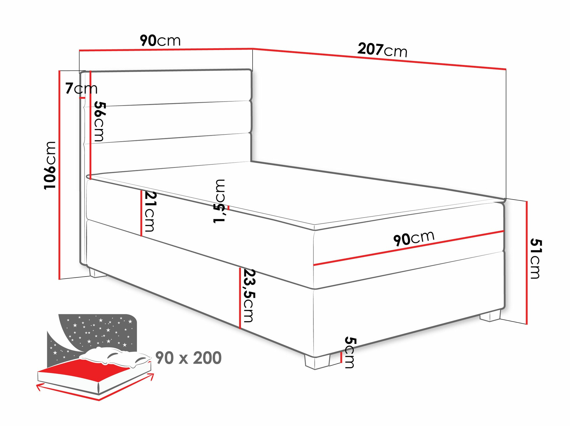 Kontinentális ágy Sanford 104 (Manila 16)