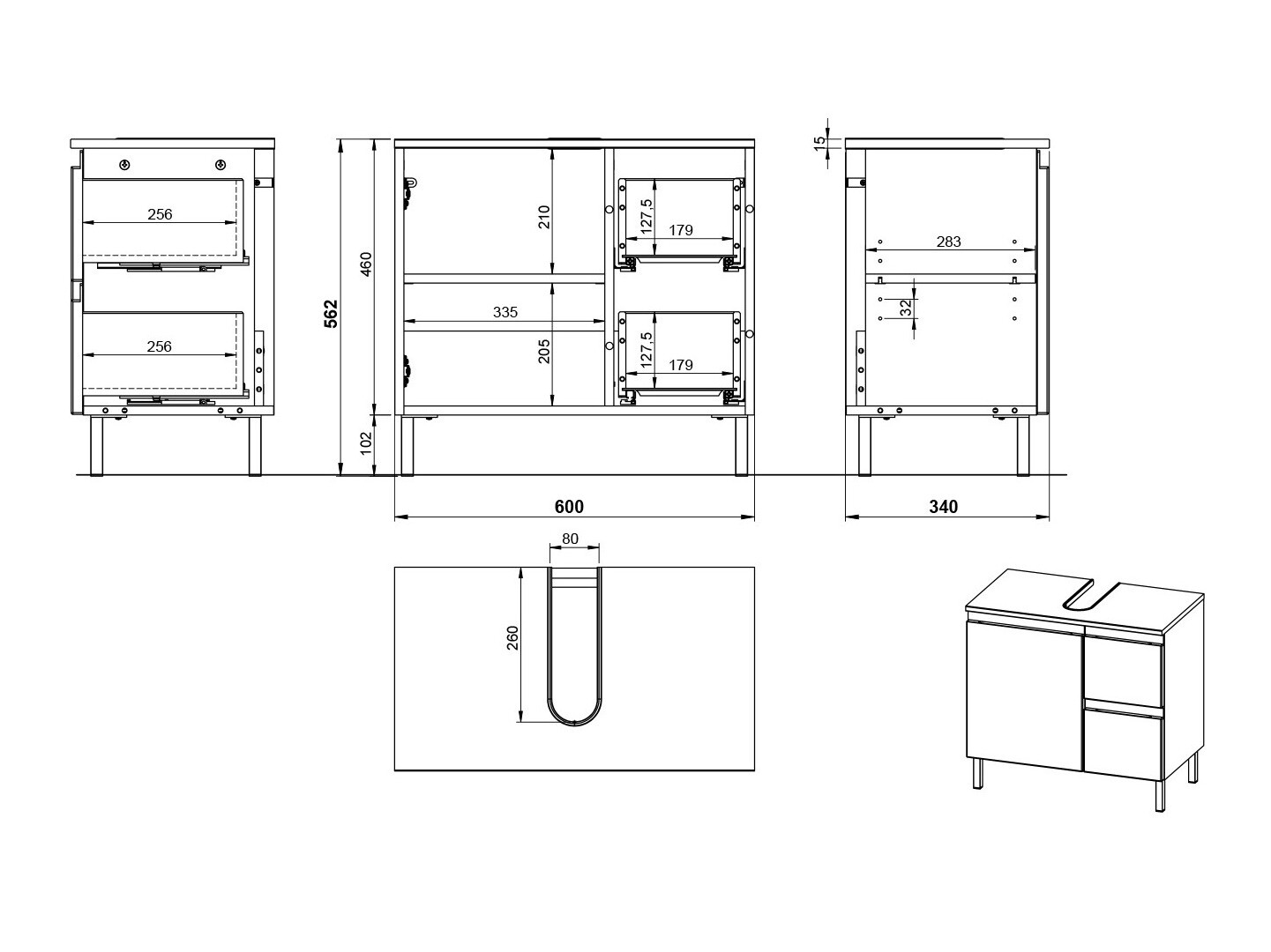 Mosdó alatti álló szekrény Talmira 103 (Kasmír)