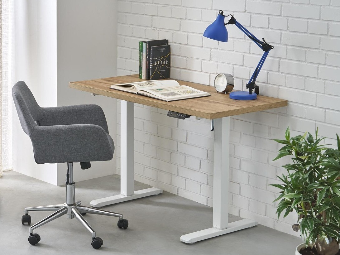Állítható magasságú íróasztal Houston 1942 (Artisan tölgy + Fehér)