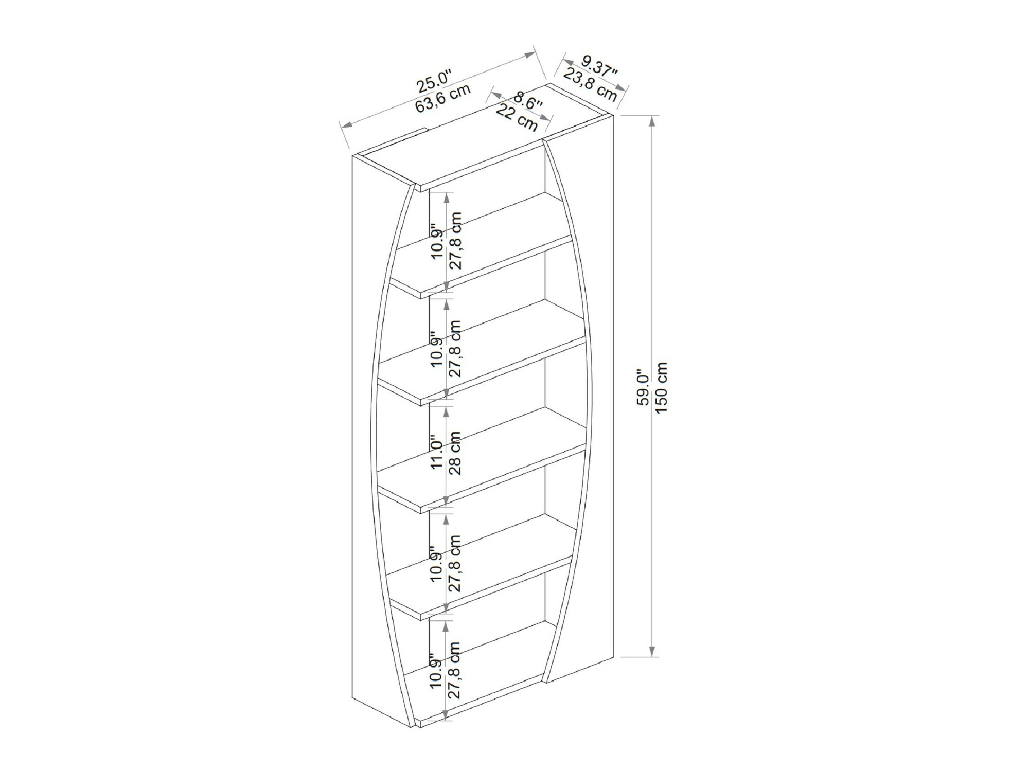 Könyvespolc Kailua 2464