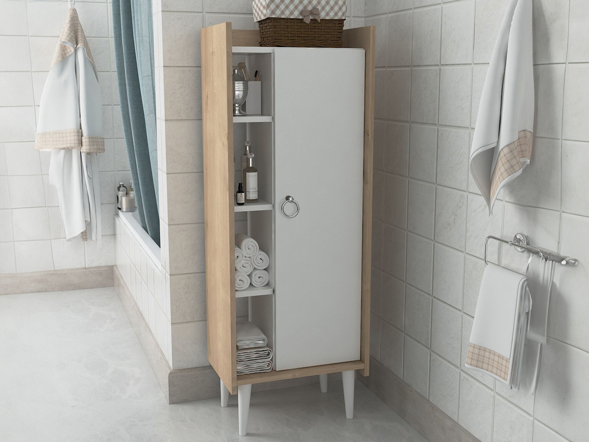 Könyvespolc Kailua 470 (Tölgy + Fehér)