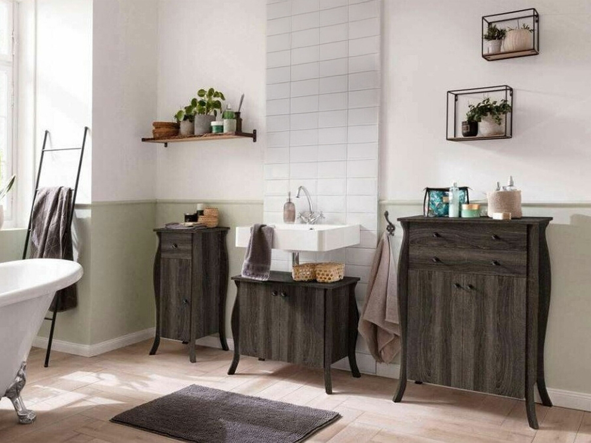 Fürdőszobai garnitúra Ophtole 106 (Szürke tölgy)