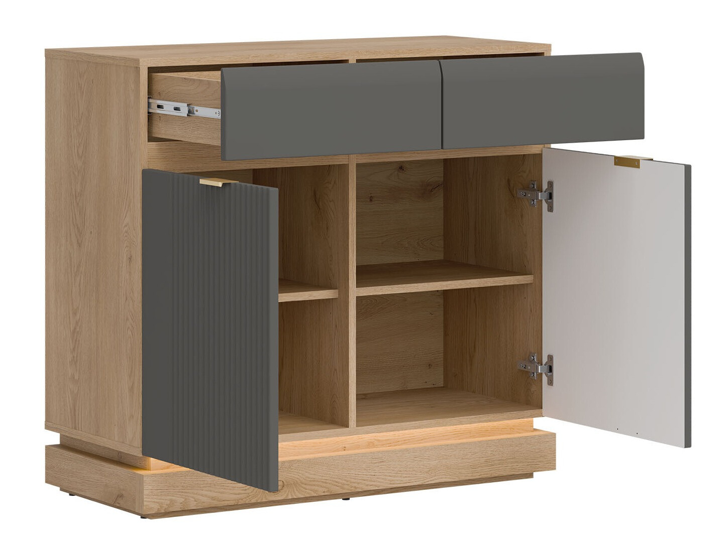 Komód Teselbu 102 (Szürke + Tölgy)