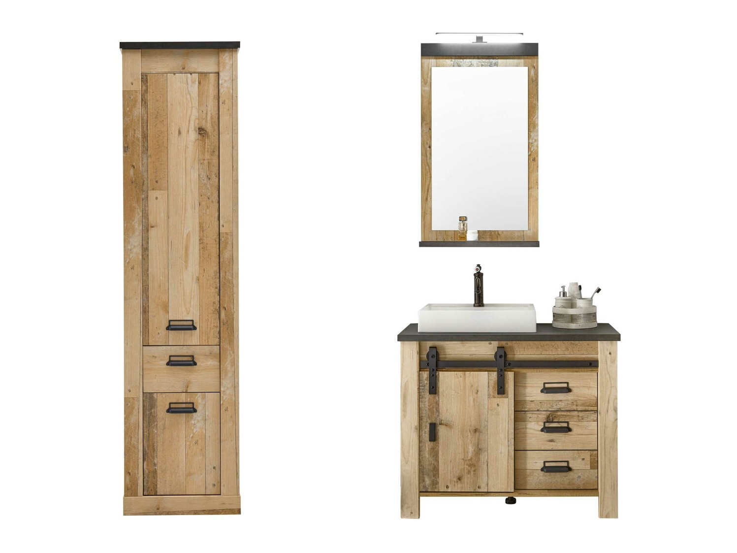 Fürdőszoba garnitúra Cirtale 136 (Érett tölgy + Antracit)