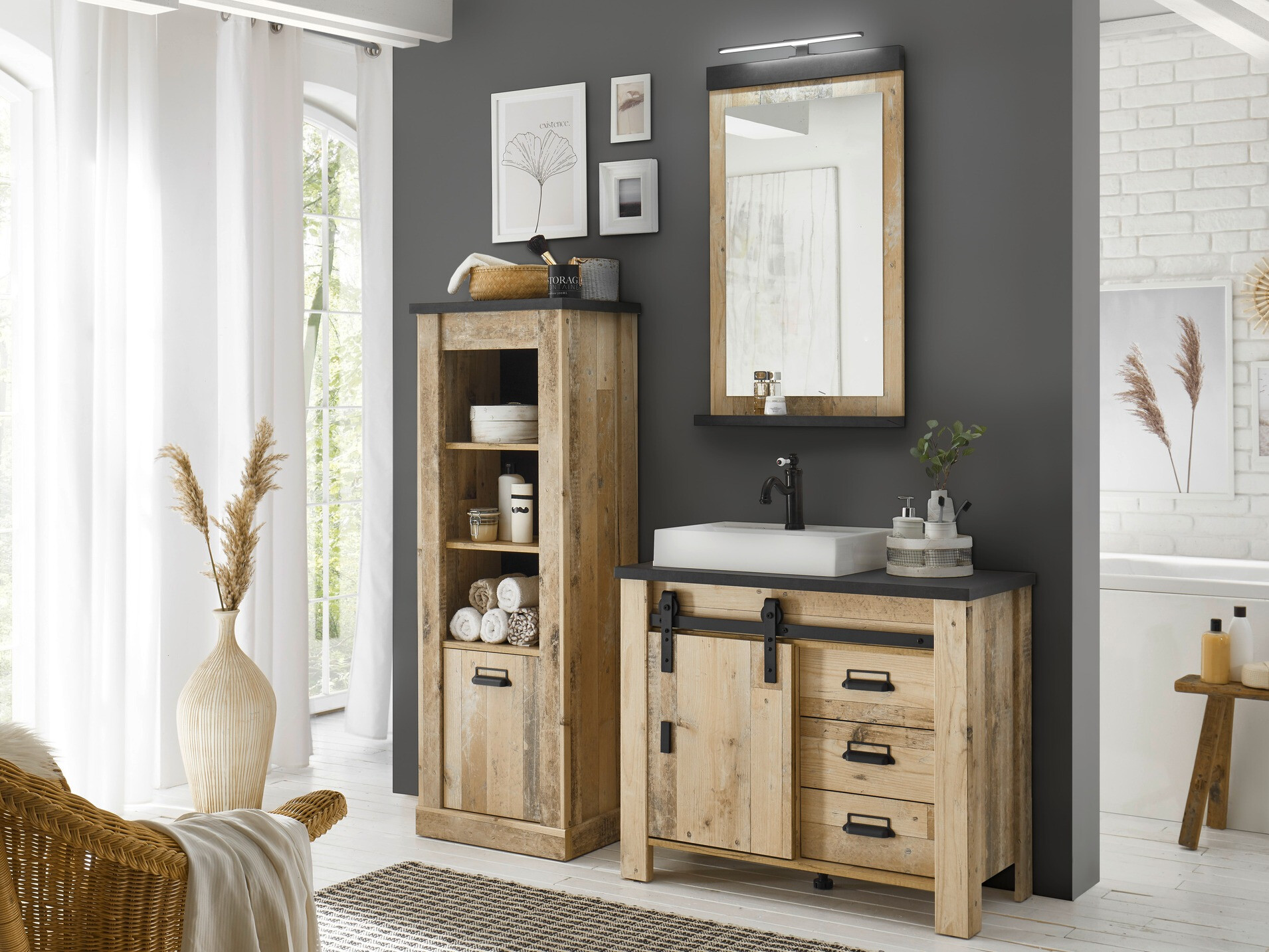 Fürdőszoba tükör Cirtale 135 (Érett tölgy + Antracit)