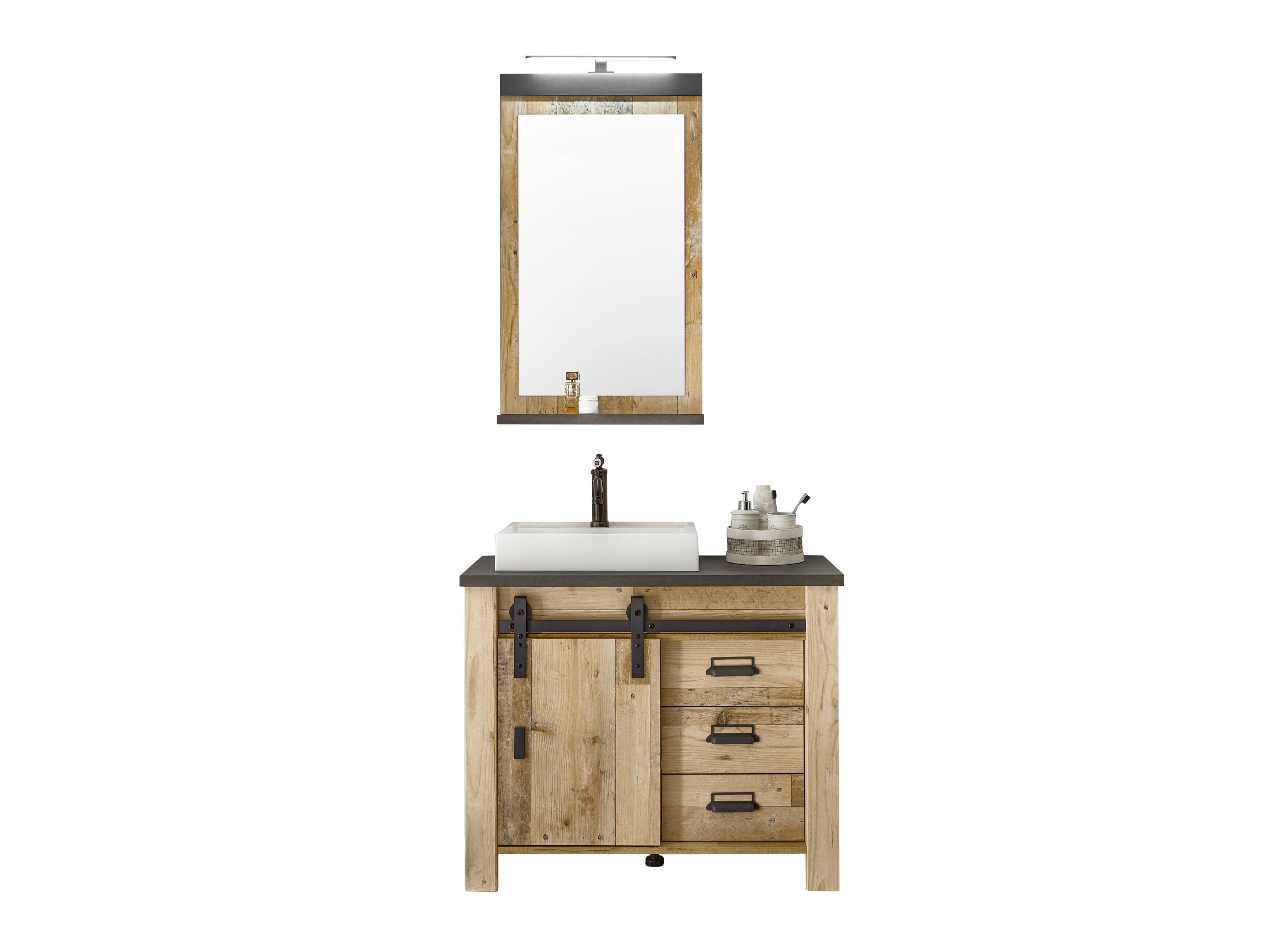 Fürdőszobai garnitúra Cirtale 136 (Érett tölgy + Antracit)