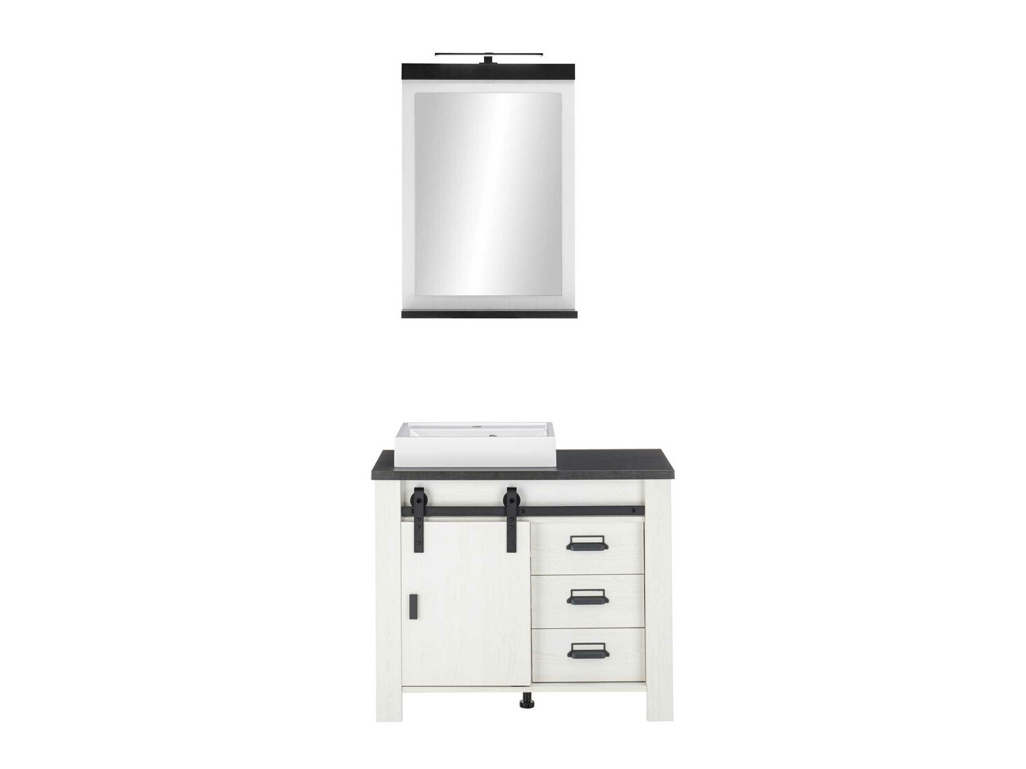 Fürdőszobai garnitúra Cirtale 136 (Fehérített fenyő + Antracit)