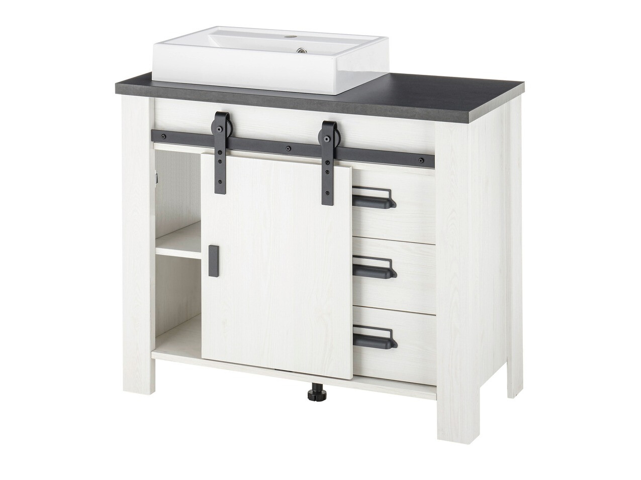 Fürdőszobai garnitúra Cirtale 136 (Fehérített fenyő + Antracit)