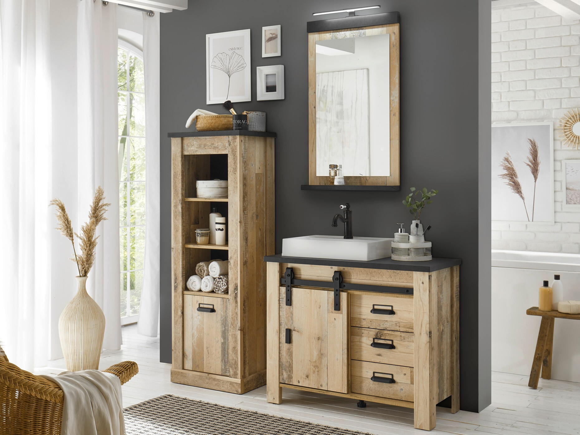 Mosdó alatti álló szekrény Cirtale 133 (Érett tölgy + Antracit)