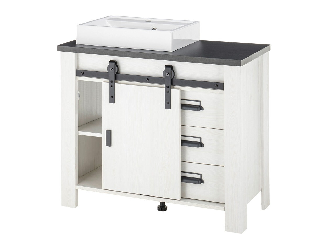 Mosdó alatti álló szekrény Cirtale 133 (Fehérített fenyő + Antracit)