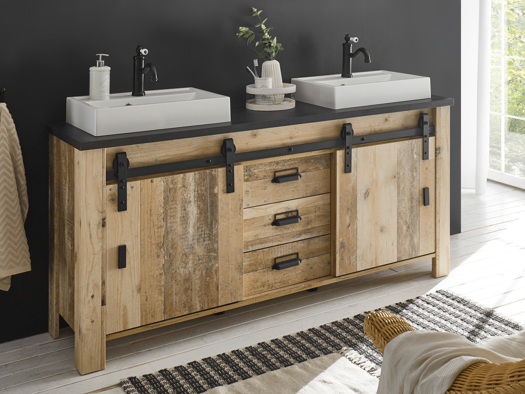 Mosdó alatti álló szekrény Cirtale 134 (Érett tölgy + Antracit)