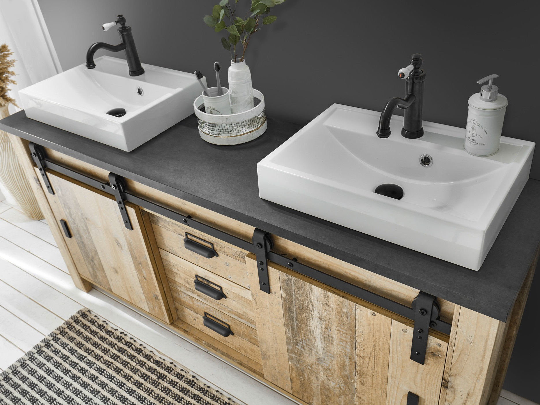 Mosdó alatti álló szekrény Cirtale 134 (Érett tölgy + Antracit)