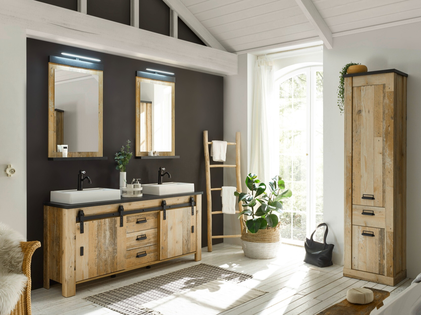 Mosdó alatti álló szekrény Cirtale 134 (Érett tölgy + Antracit)