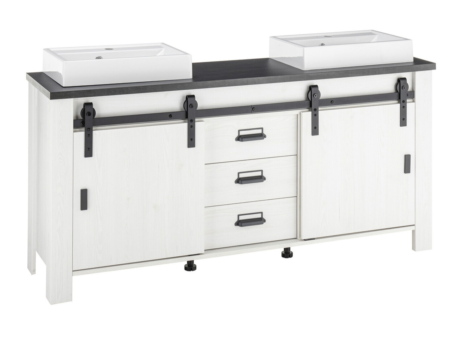 Mosdó alatti álló szekrény Cirtale 134 (Fehérített fenyő + Antracit)