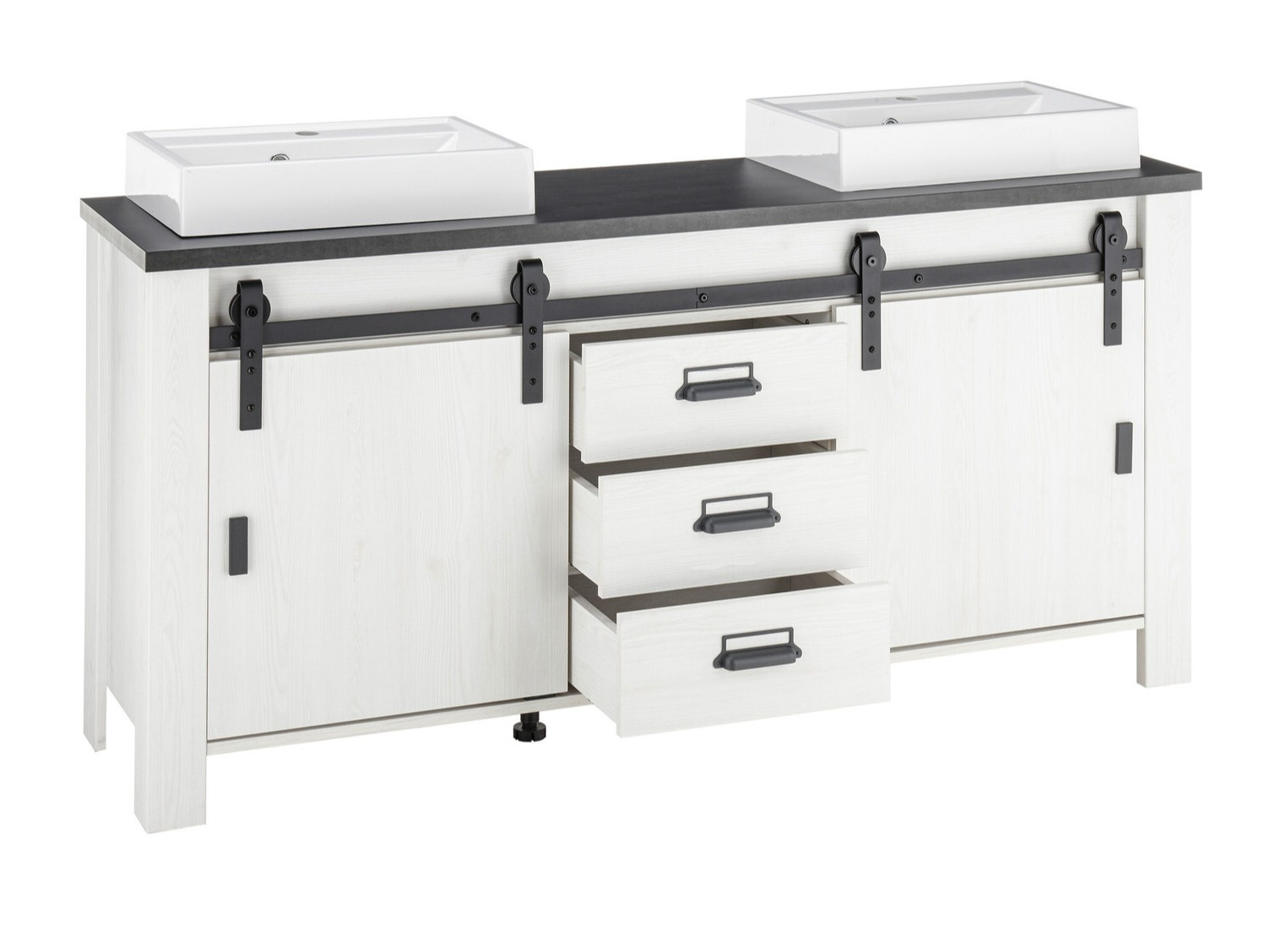 Mosdó alatti álló szekrény Cirtale 134 (Fehérített fenyő + Antracit)