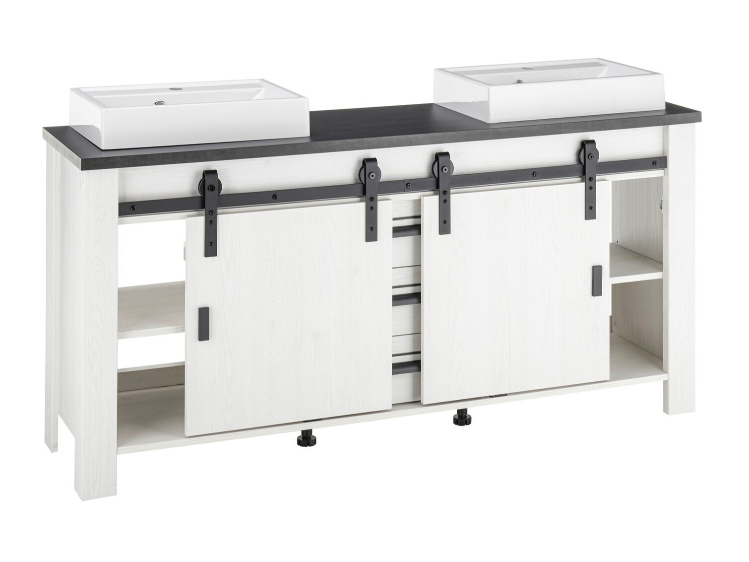 Mosdó alatti álló szekrény Cirtale 134 (Fehérített fenyő + Antracit)