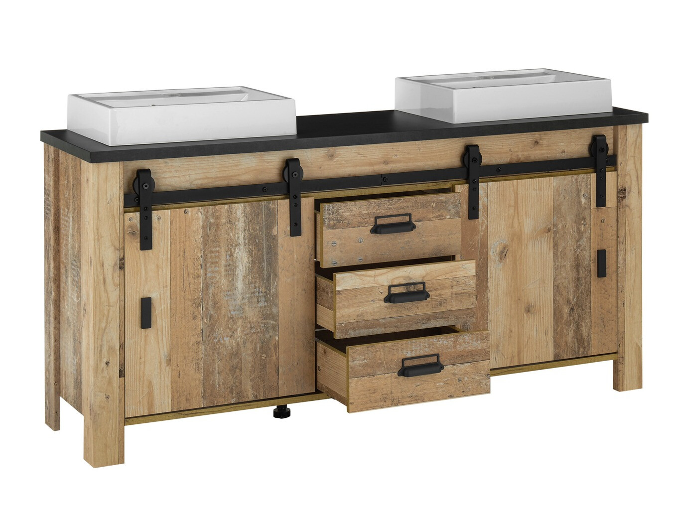 Fürdőszoba garnitúra Cirtale 137 (Érett tölgy + Antracit)