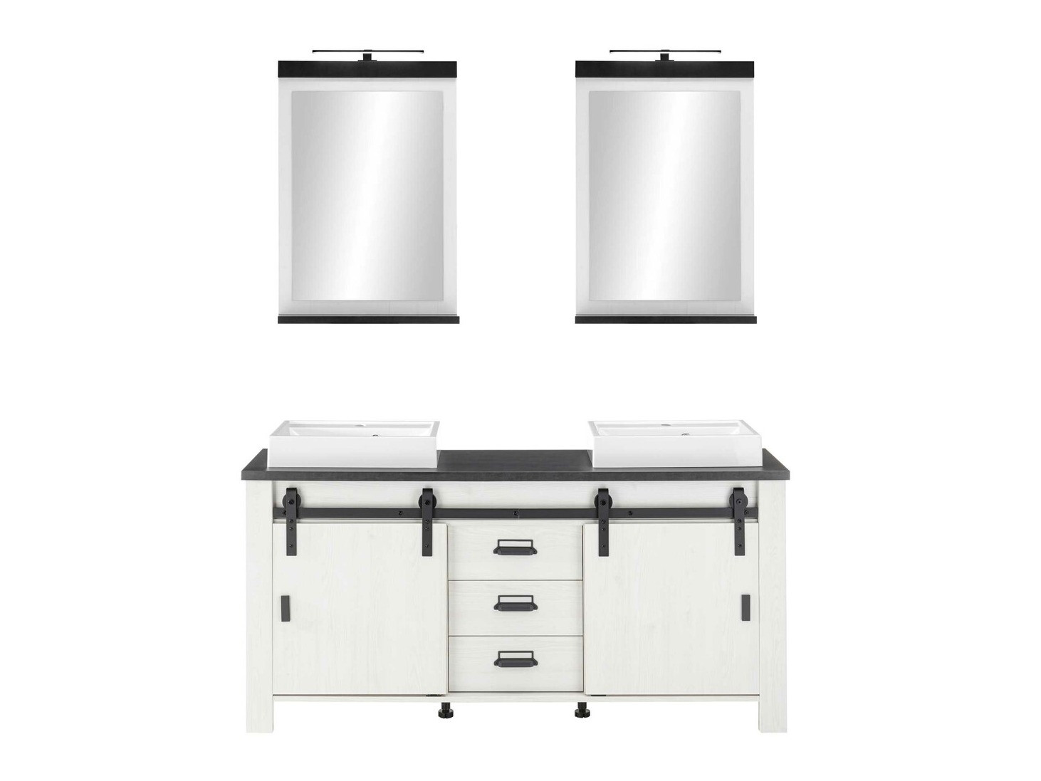 Fürdőszoba garnitúra Cirtale 137 (Fehérített fenyő + Antracit)