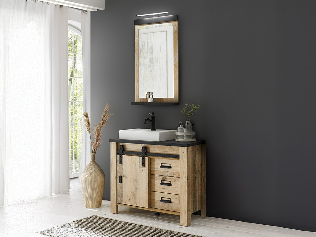 Fürdőszobai garnitúra Cirtale 136 (Érett tölgy + Antracit)