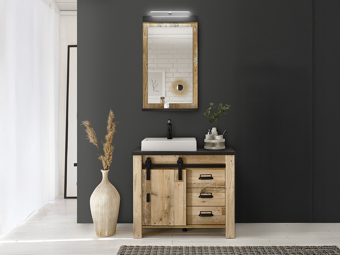 Fürdőszobai garnitúra Cirtale 136 (Érett tölgy + Antracit)