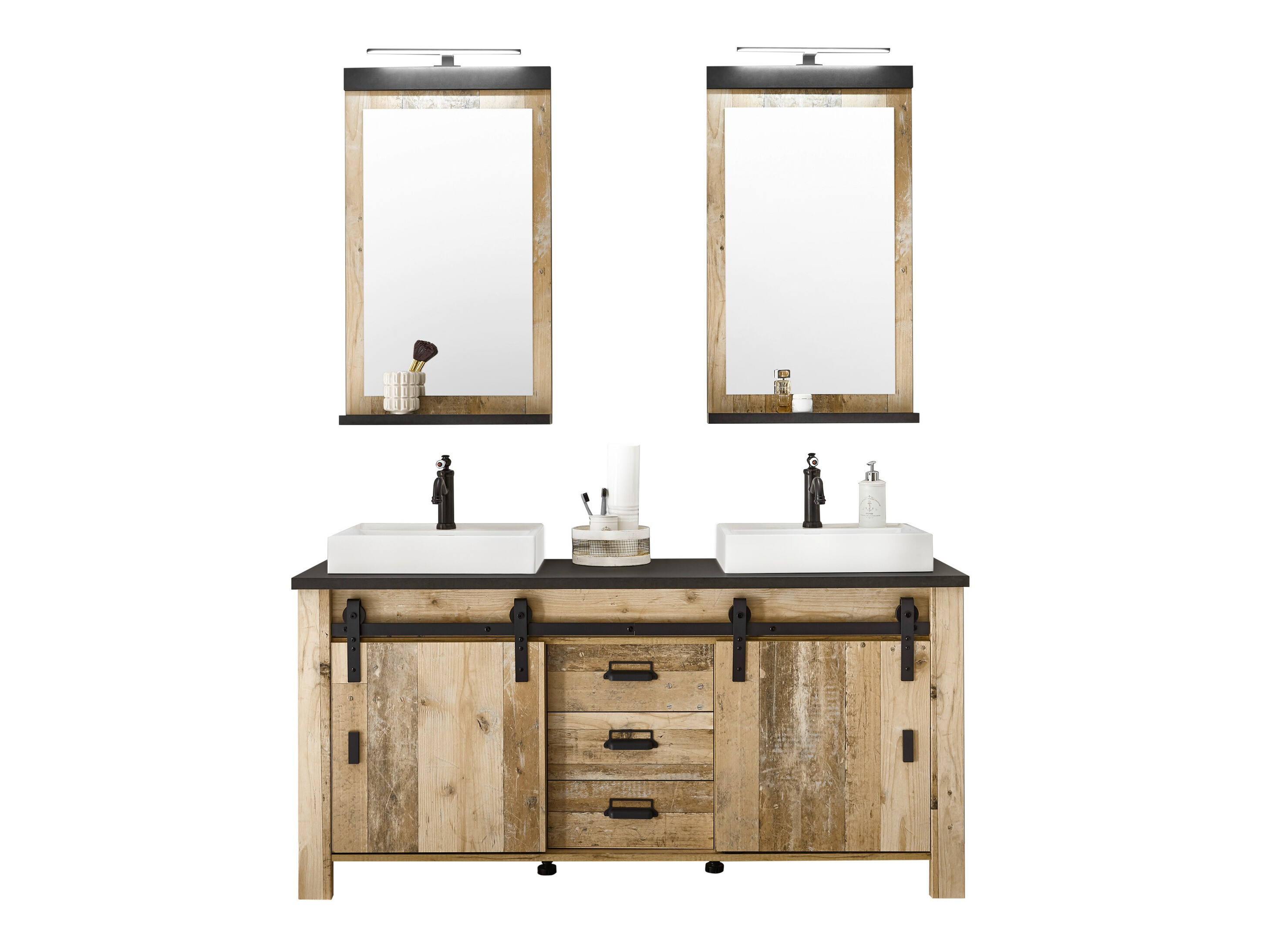 Fürdőszobai garnitúra Cirtale 137 (Érett tölgy + Antracit)