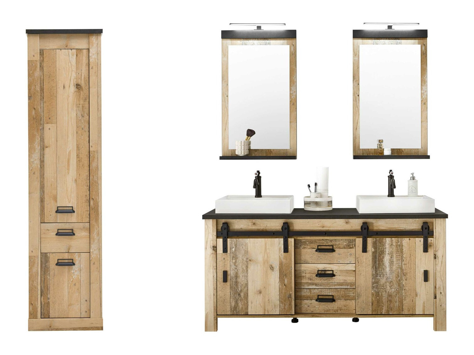 Fürdőszobai garnitúra Cirtale 137 (Érett tölgy + Antracit)