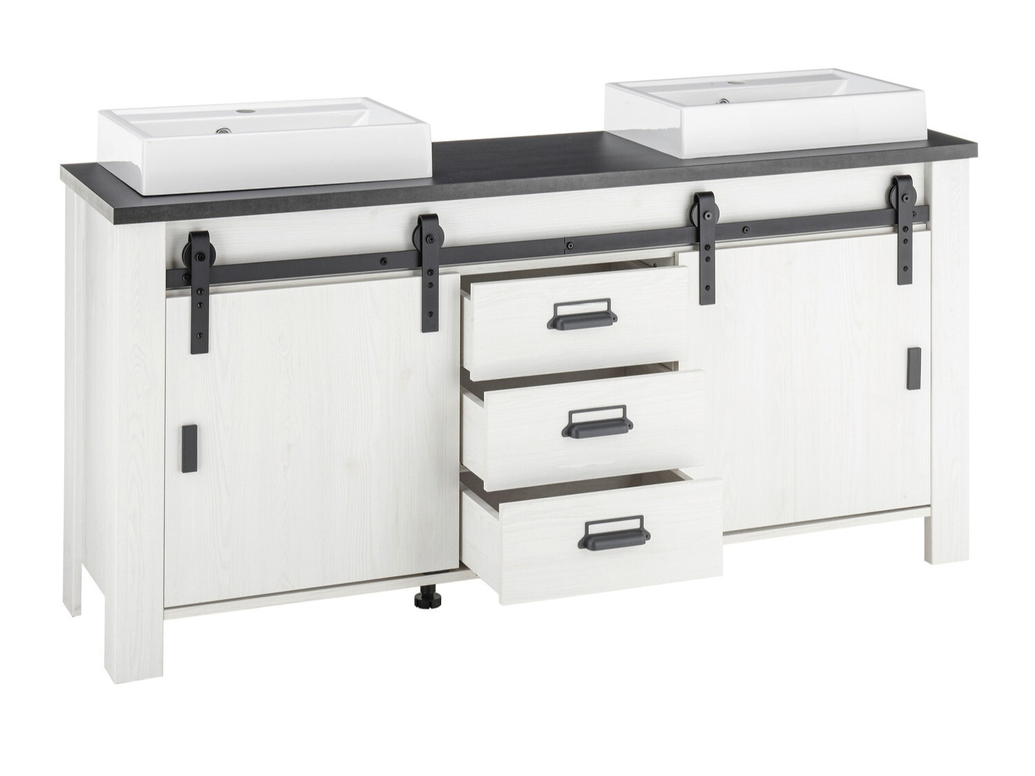 Fürdőszobai garnitúra Cirtale 137 (Fehérített fenyő + Antracit)