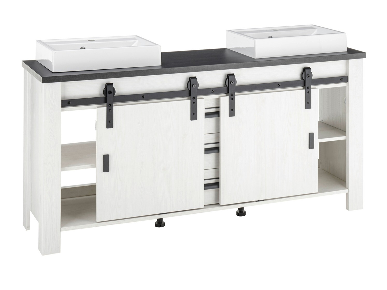 Fürdőszobai garnitúra Cirtale 137 (Fehérített fenyő + Antracit)