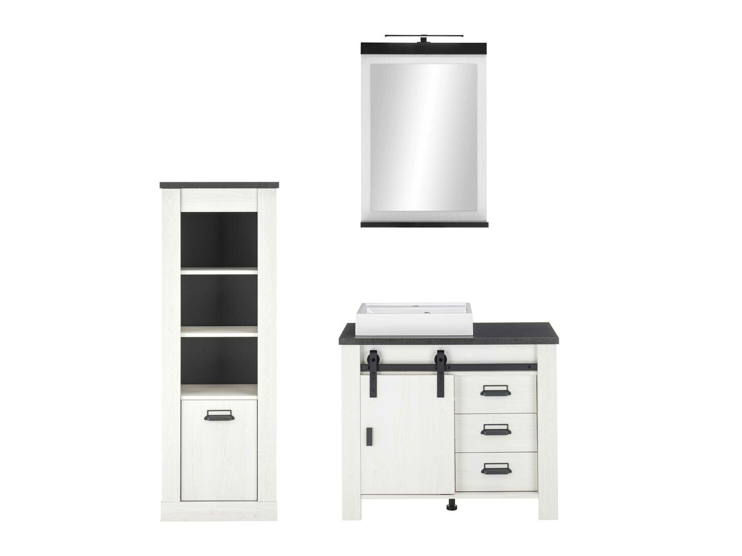 Fürdőszobai garnitúra Cirtale 138 (Fehérített fenyő + Antracit)