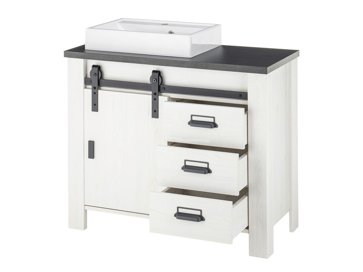 Fürdőszobai garnitúra Cirtale 138 (Fehérített fenyő + Antracit)