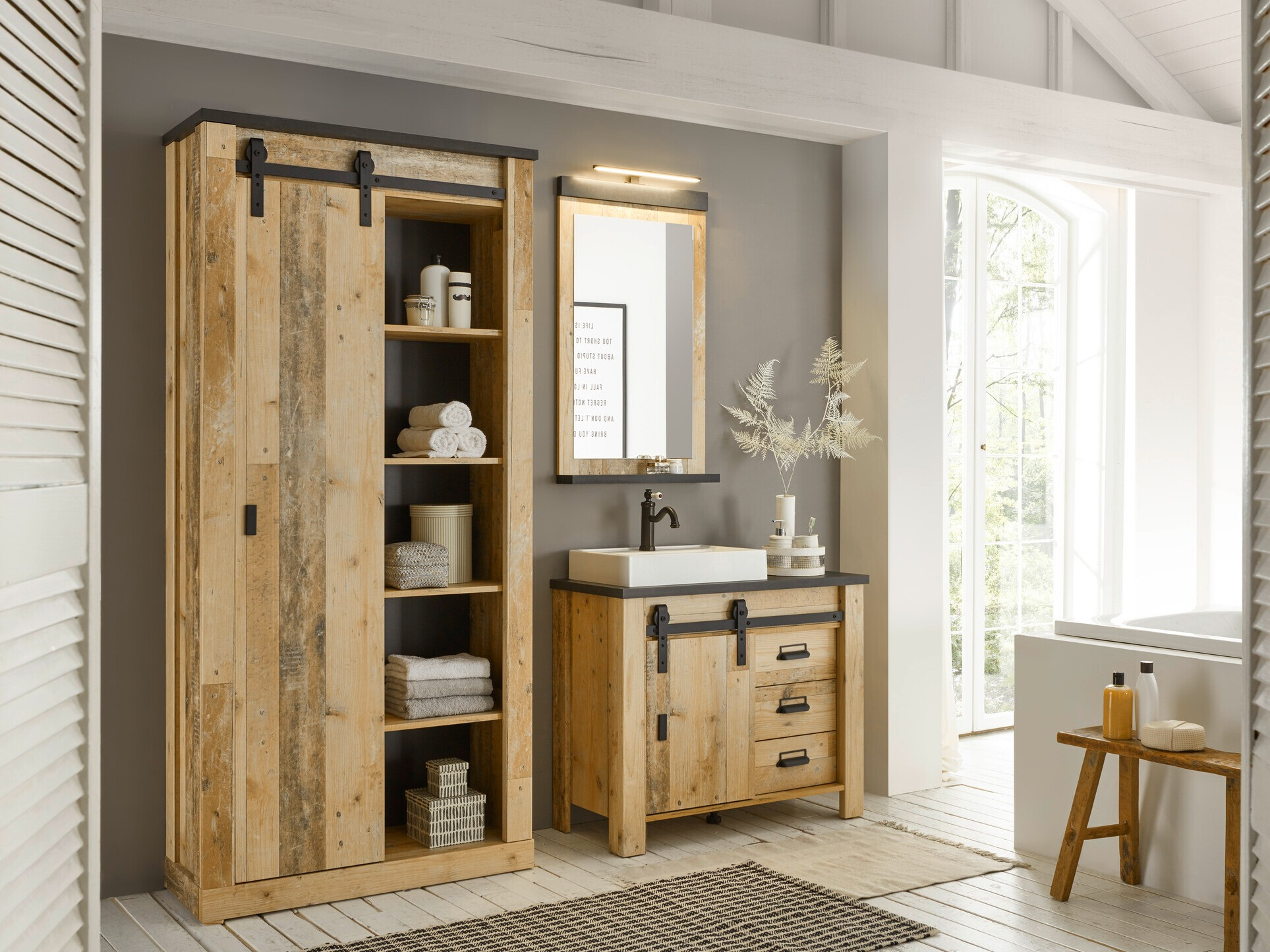 Fürdőszobai garnitúra Cirtale 139 (Érett tölgy + Antracit)