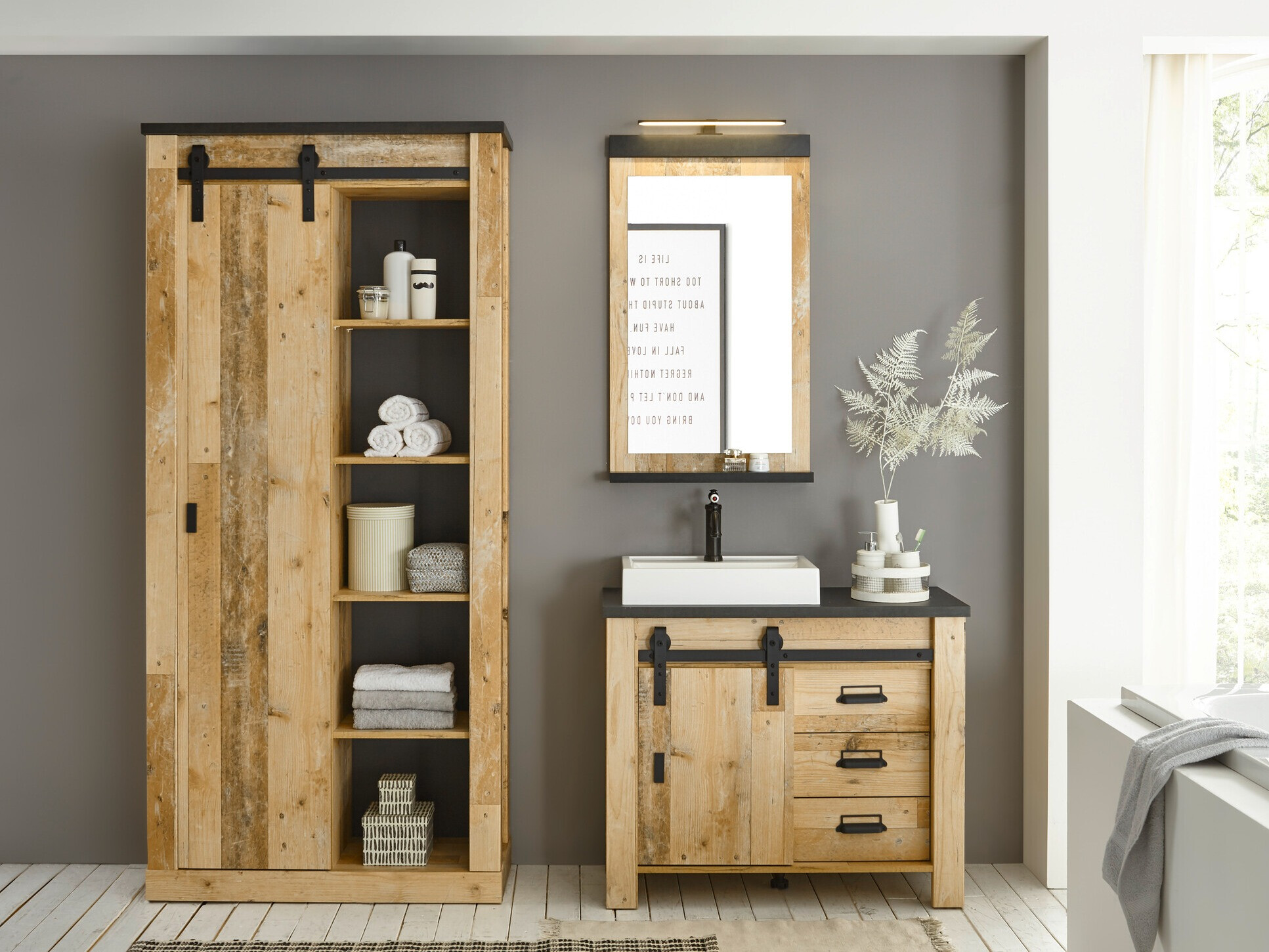 Fürdőszobai garnitúra Cirtale 139 (Érett tölgy + Antracit)