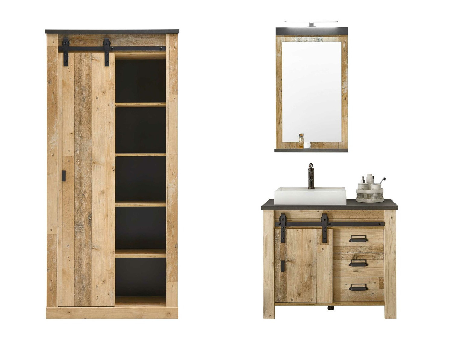 Fürdőszobai garnitúra Cirtale 139 (Érett tölgy + Antracit)