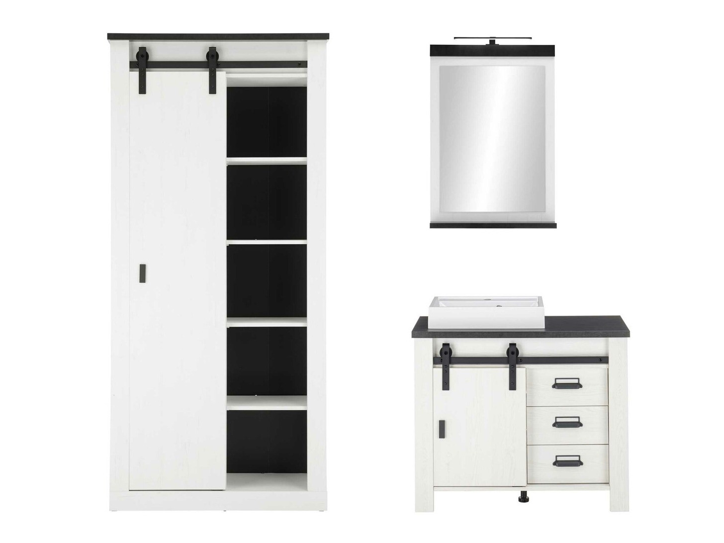 Fürdőszobai garnitúra Cirtale 139 (Fehérített fenyő + Antracit)