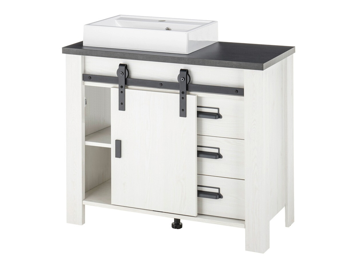 Fürdőszobai garnitúra Cirtale 139 (Fehérített fenyő + Antracit)