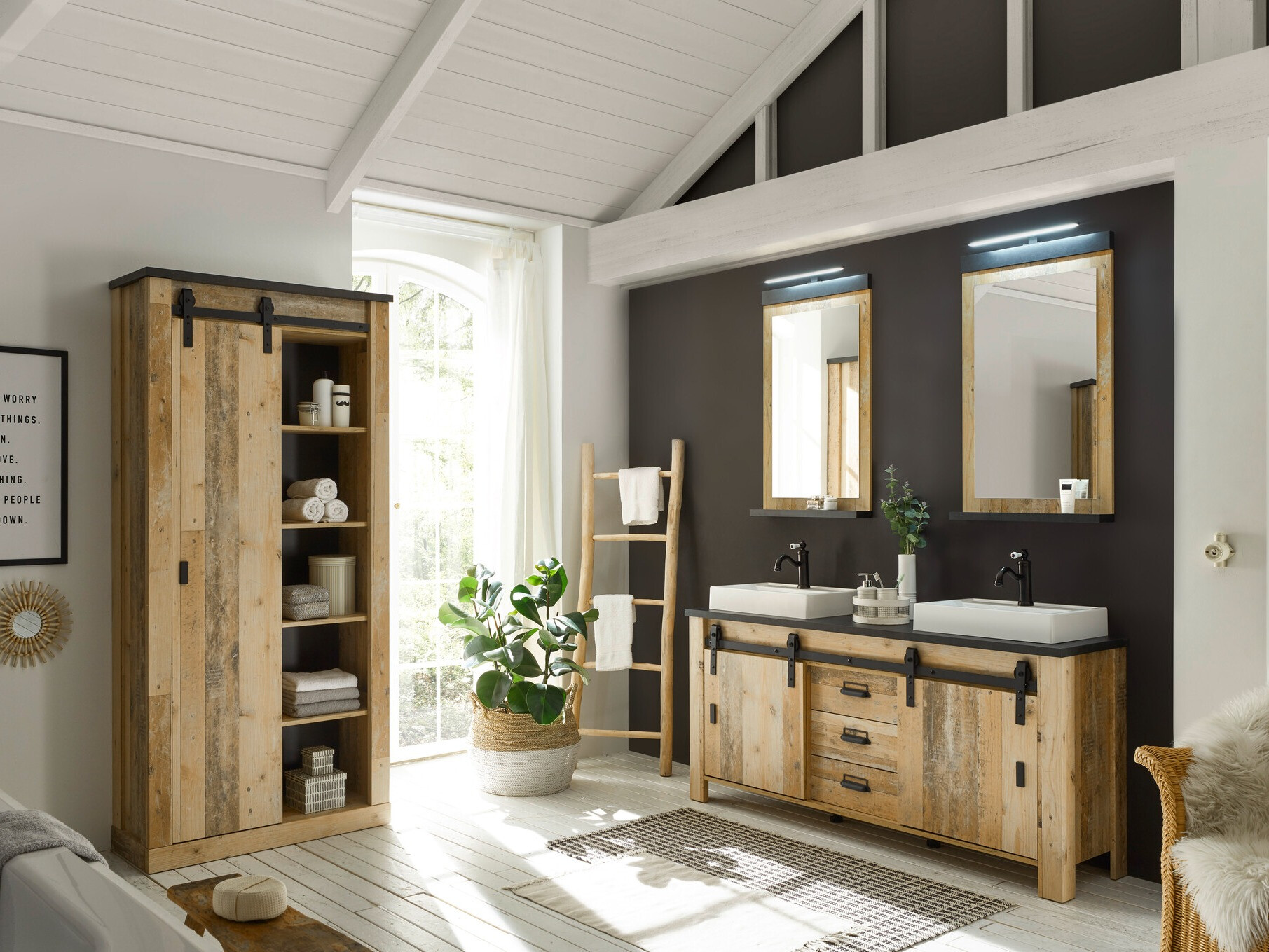 Fürdőszobai garnitúra Cirtale 140 (Érett tölgy + Antracit)