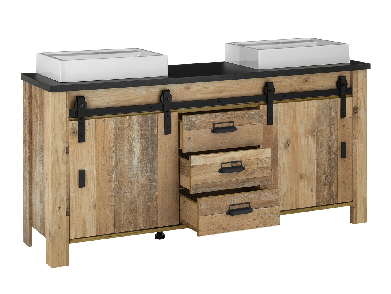 Fürdőszobai garnitúra Cirtale 140 (Érett tölgy + Antracit)