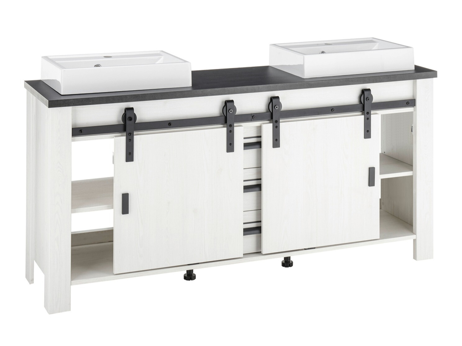 Fürdőszobai garnitúra Cirtale 140 (Fehérített fenyő + Antracit)