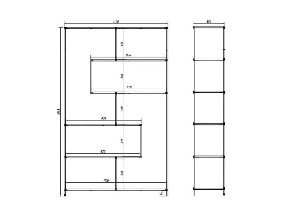 Könyvespolc Norsica Sevferi 134 (Vad tölgy + Fekete)
