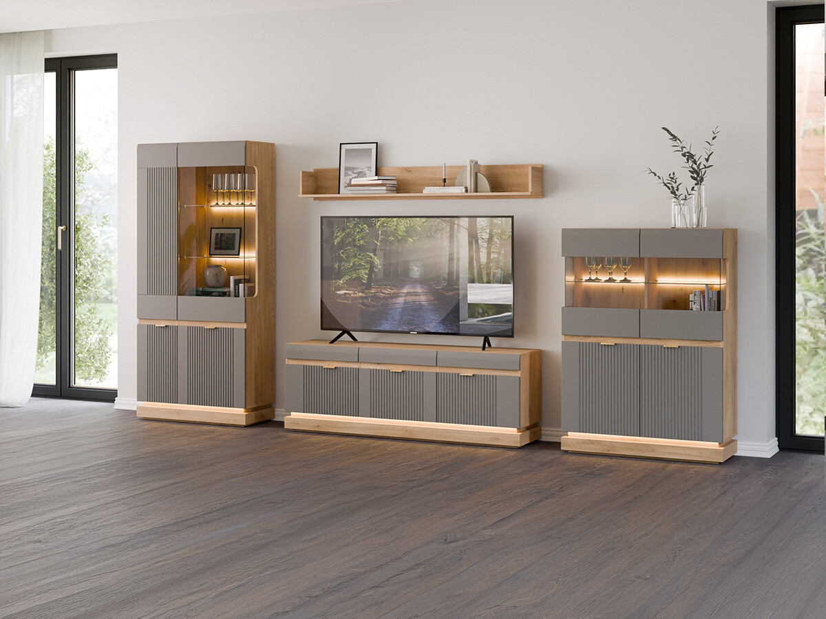 Nappali szett Teselbu 116 (Szürke + Tölgy)