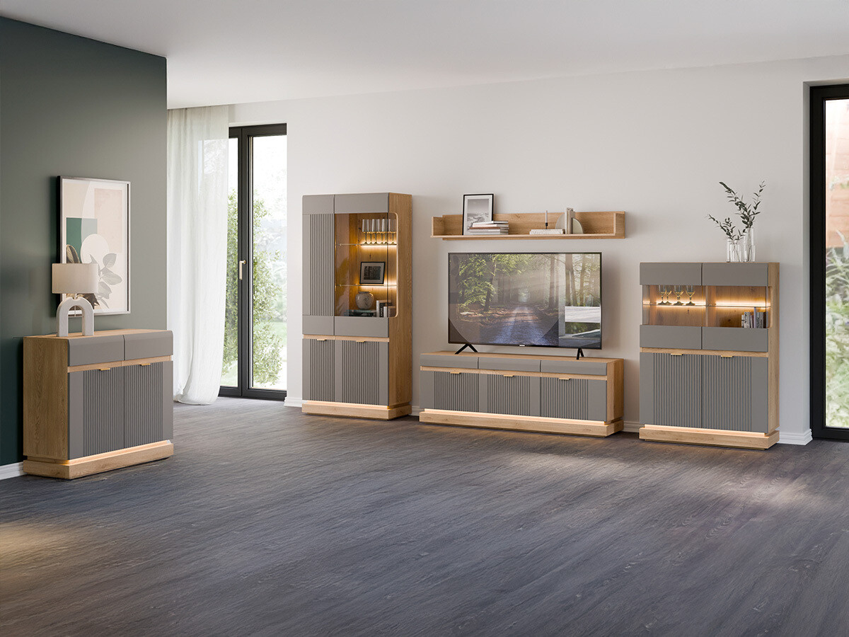 Nappali szett Teselbu 116 (Szürke + Tölgy)