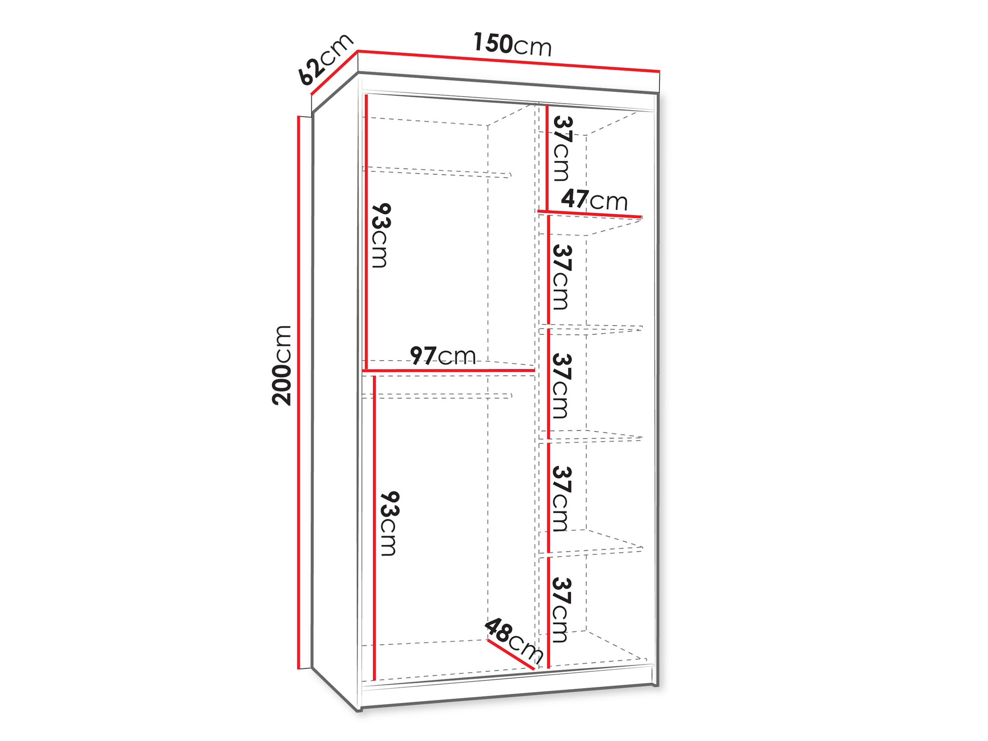 Gardróbszekrény Hartford 502 (Fekete)