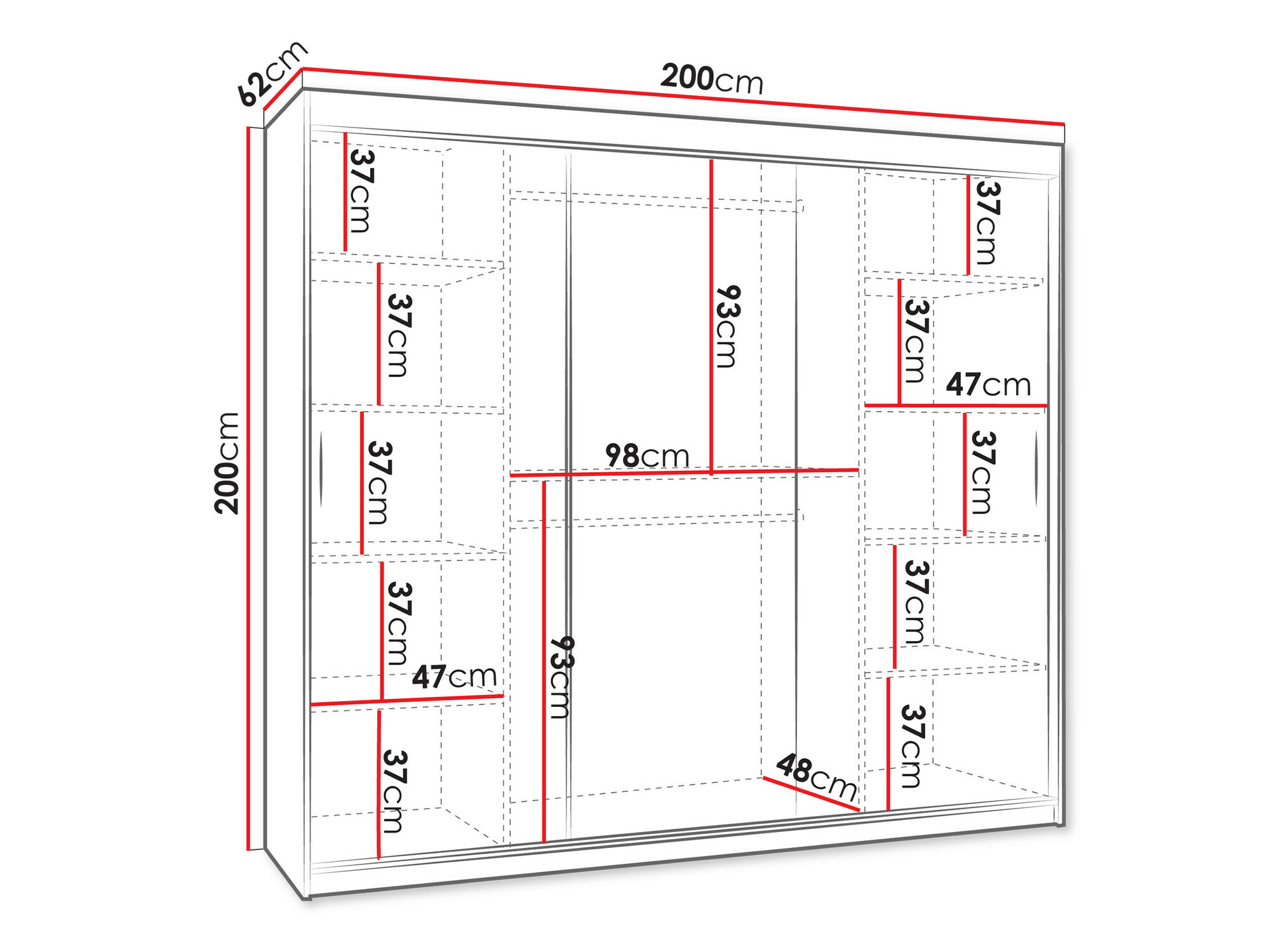 Gardróbszekrény Hartford 507 (Fekete)