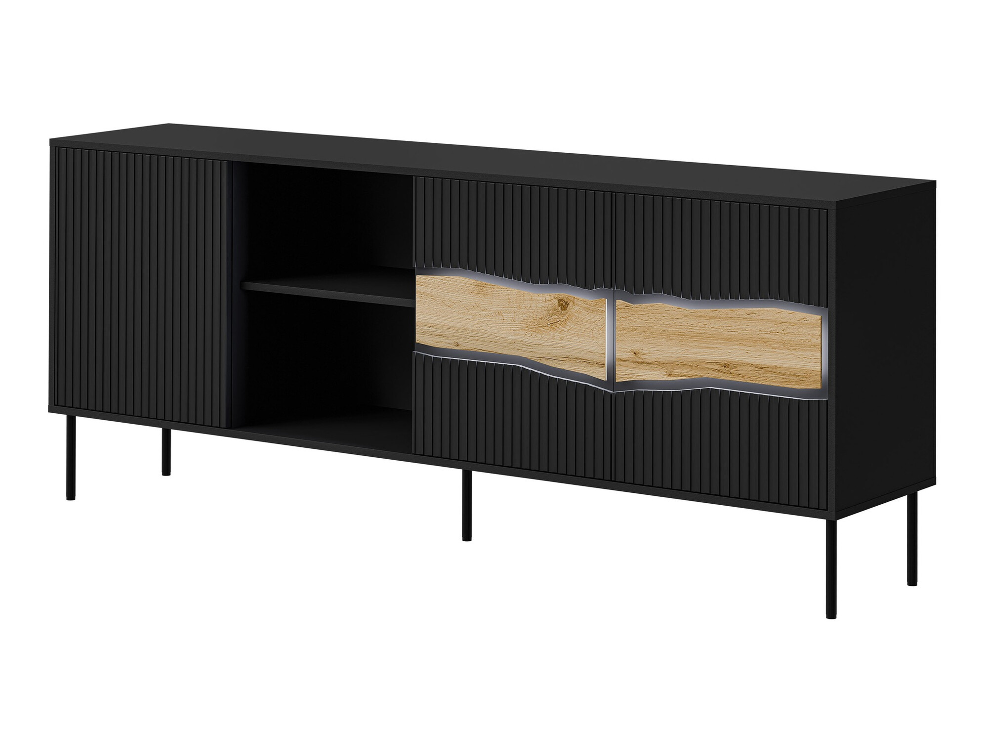 Szekrény Monevare 101 (Fekete + Wotan tölgy)