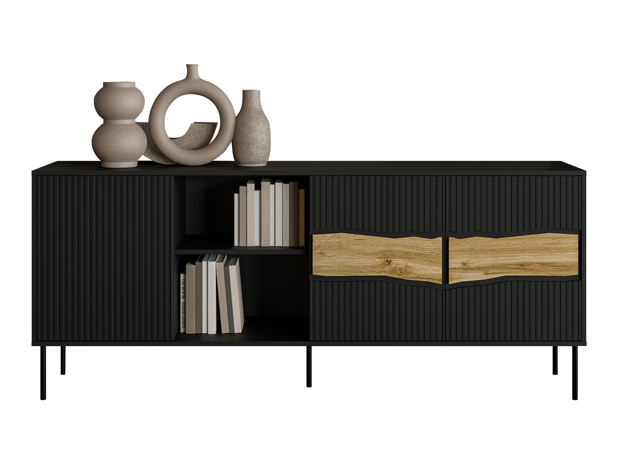 Szekrény Monevare 101 (Fekete + Wotan tölgy)