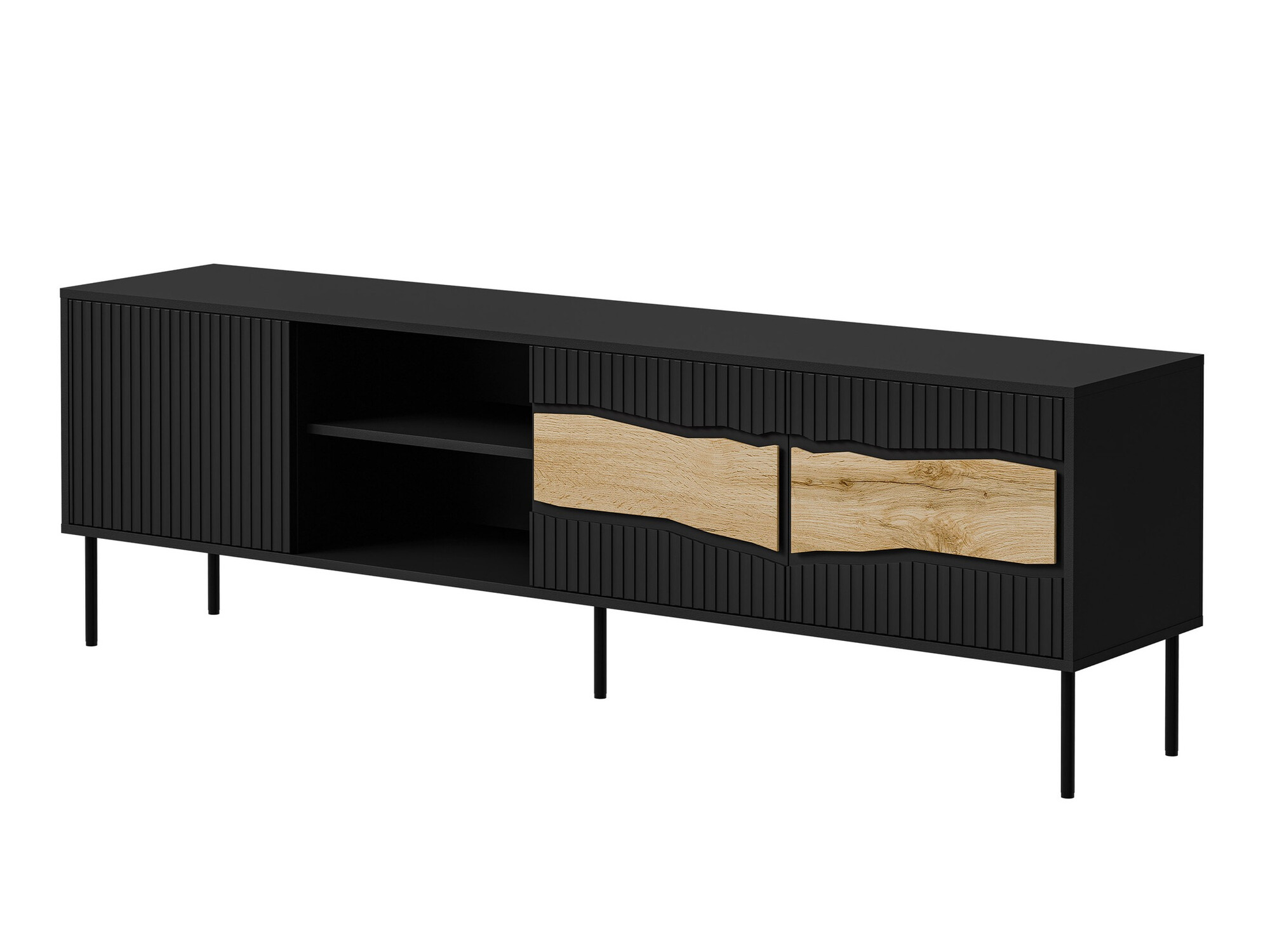 TV-állvány Monevare 102 (Fekete + Wotan tölgy)