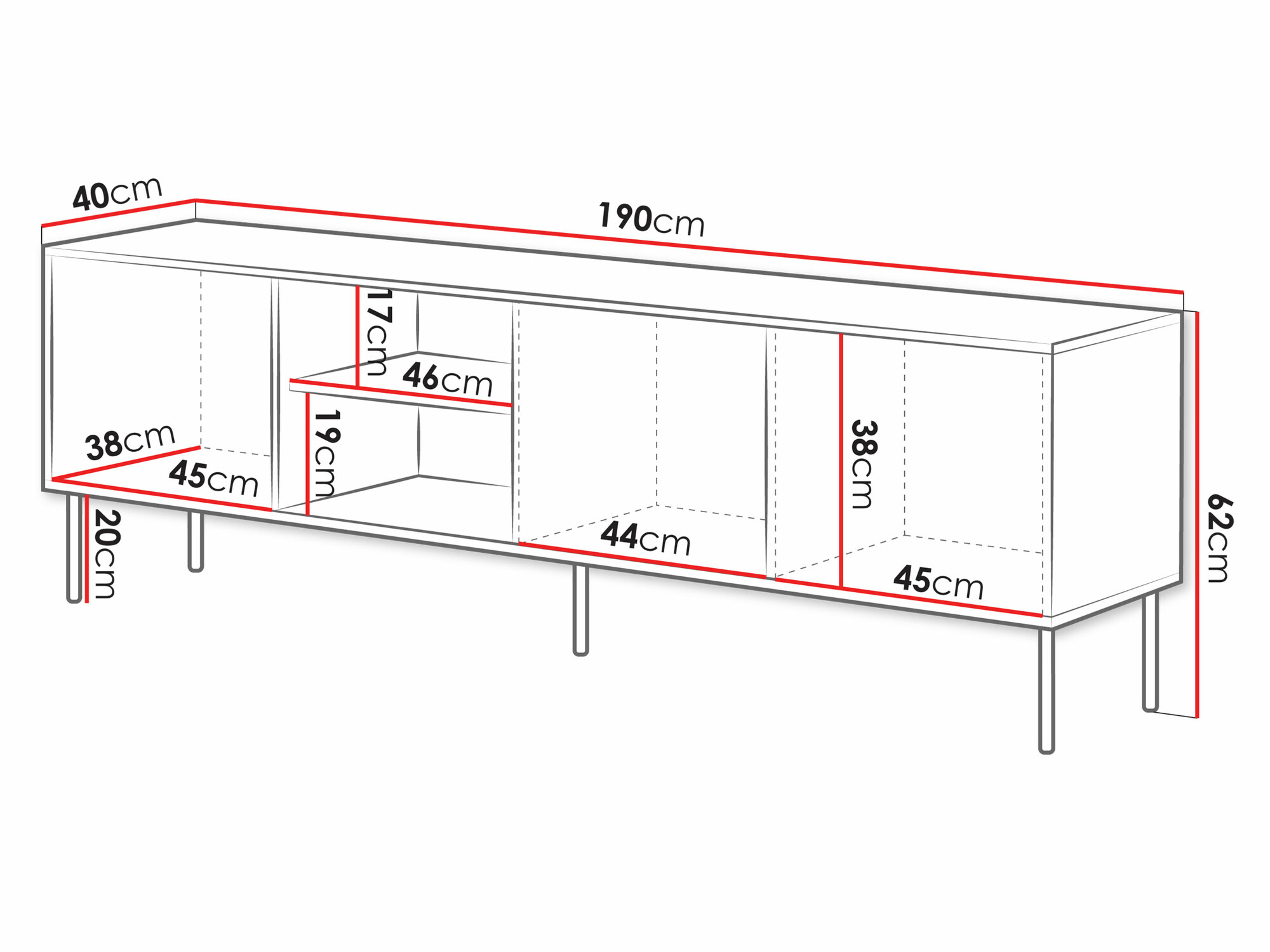 TV-állvány Monevare 102 (Fekete + Wotan tölgy)