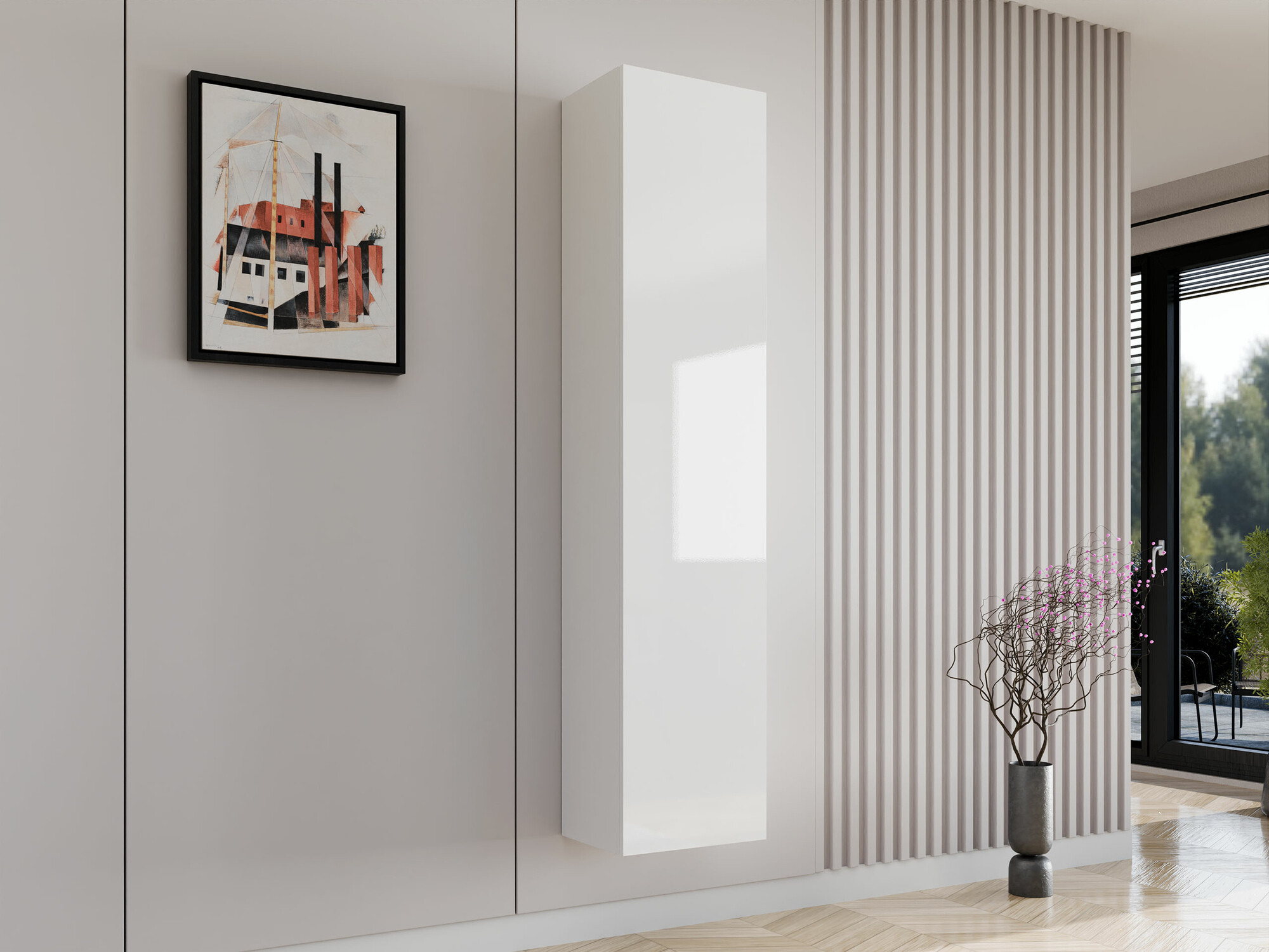 Fali polc Venenou 128 (Fehér + Fényes fehér)