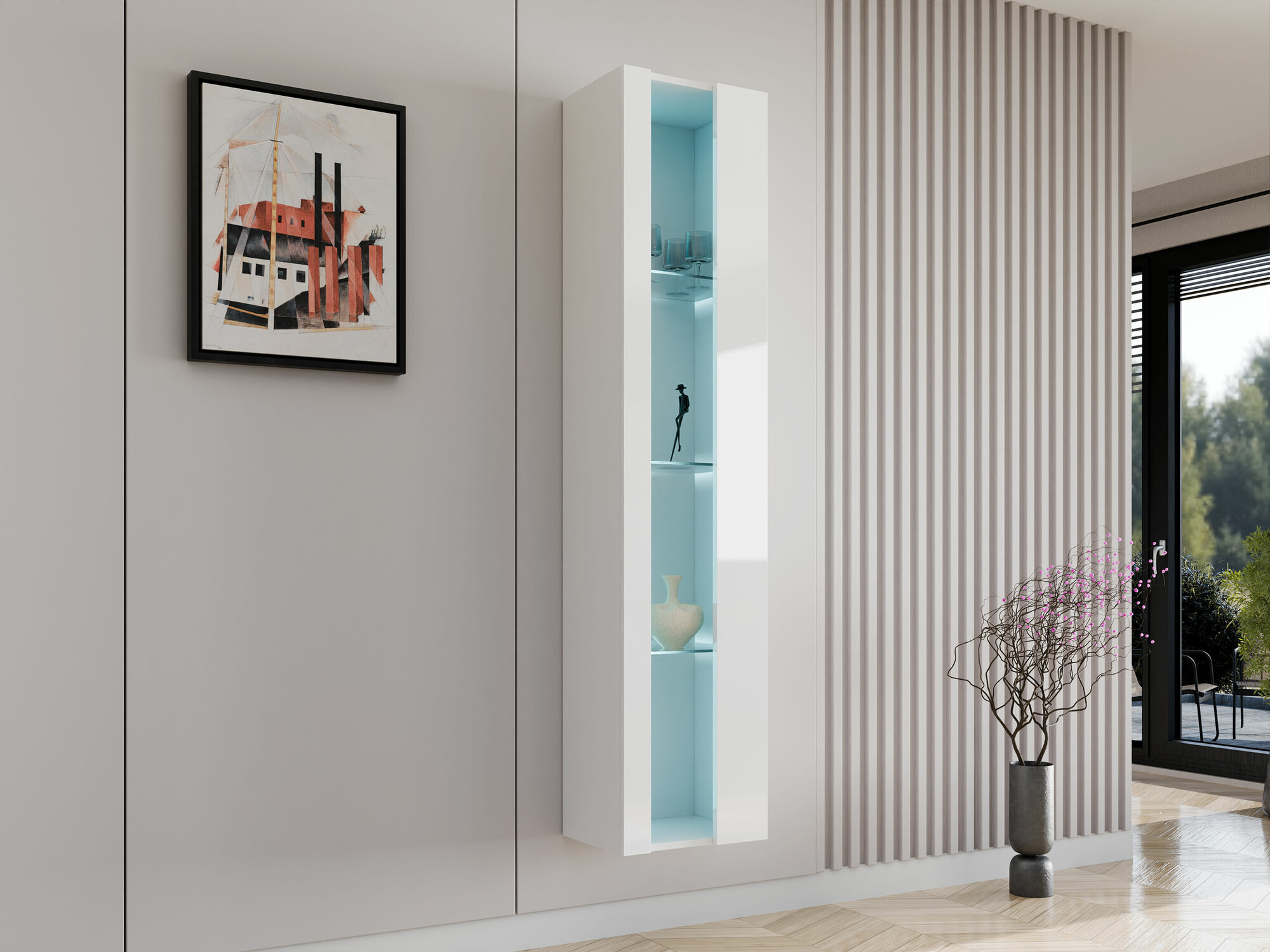 Fali polc Vilrin V (Fehér + Fényes fehér)